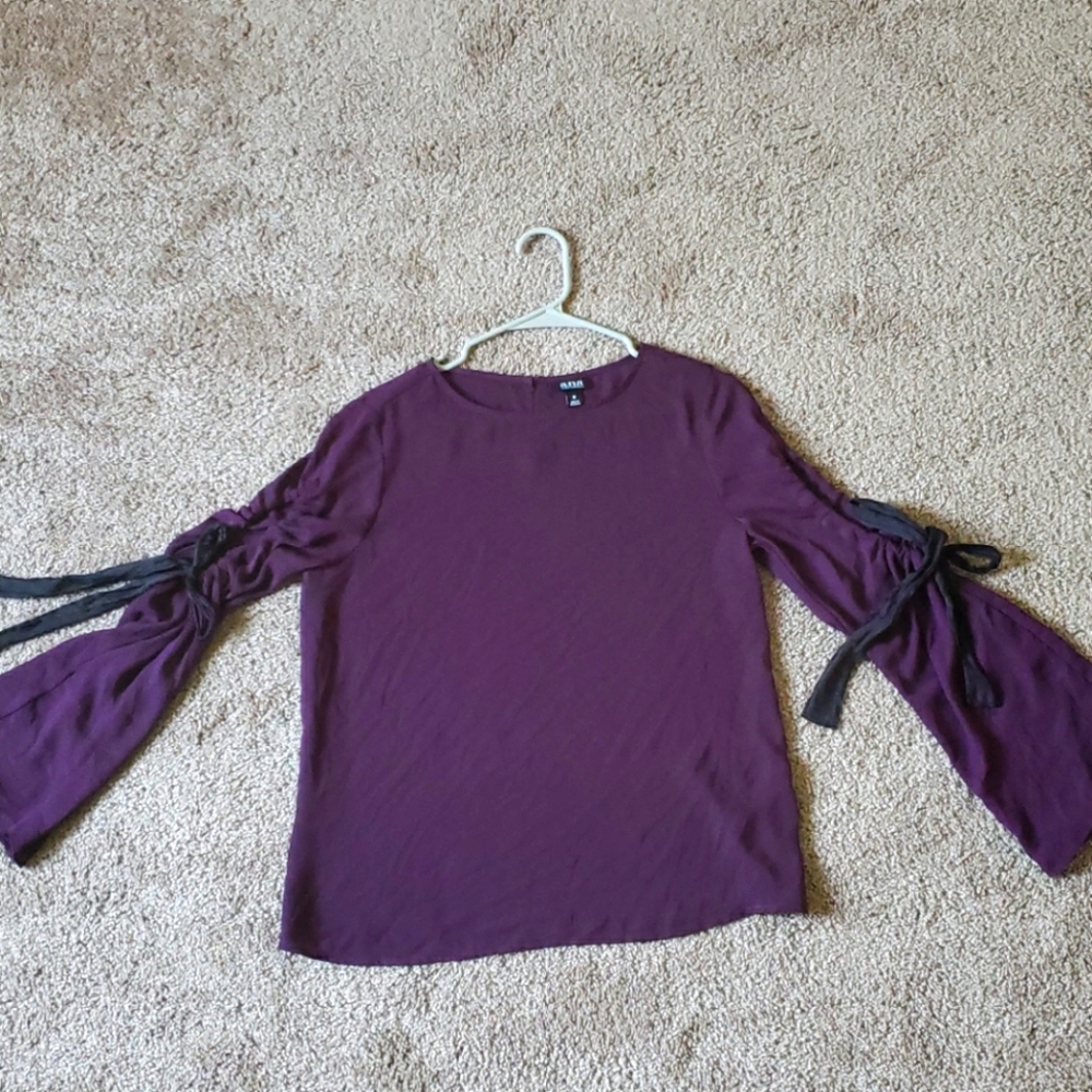 Medium Dark Purple Long Sleeved Blouse